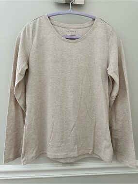 Tahari Beige Crew Neck Long Sleeve Top Medium